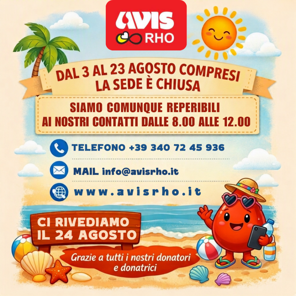 CHIUSURA SEDE AVIS RHO NEL MESE DI AGOSTO 2026