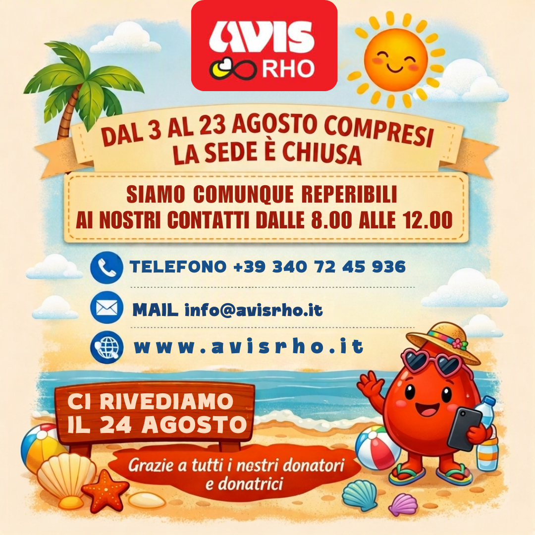 CHIUSURA SEDE AVIS RHO NEL MESE DI AGOSTO 2026